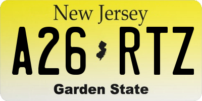 NJ license plate A26RTZ