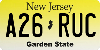 NJ license plate A26RUC