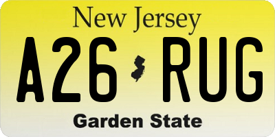 NJ license plate A26RUG