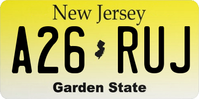NJ license plate A26RUJ