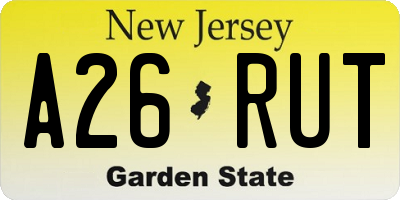 NJ license plate A26RUT
