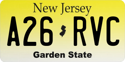 NJ license plate A26RVC