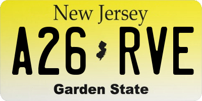 NJ license plate A26RVE