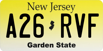 NJ license plate A26RVF