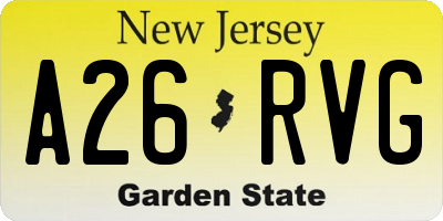 NJ license plate A26RVG
