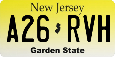 NJ license plate A26RVH