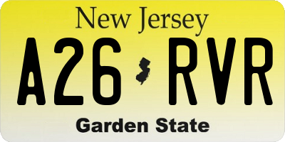 NJ license plate A26RVR