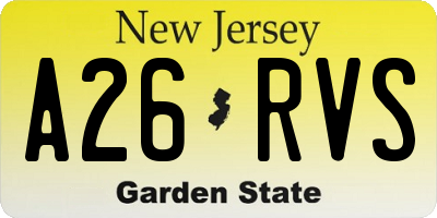 NJ license plate A26RVS