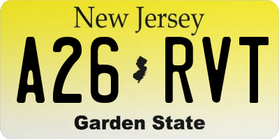NJ license plate A26RVT