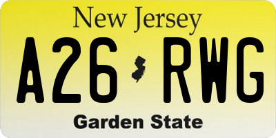 NJ license plate A26RWG
