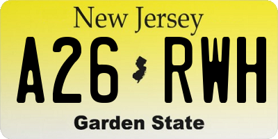 NJ license plate A26RWH