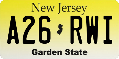 NJ license plate A26RWI