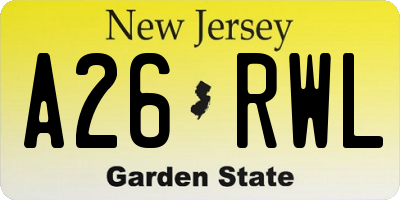 NJ license plate A26RWL