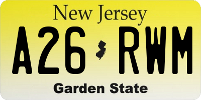 NJ license plate A26RWM
