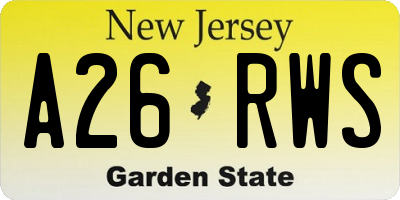 NJ license plate A26RWS