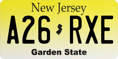 NJ license plate A26RXE