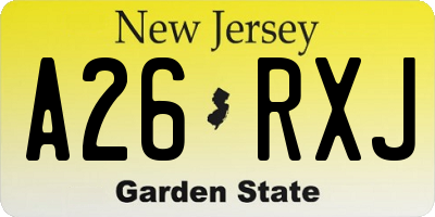 NJ license plate A26RXJ