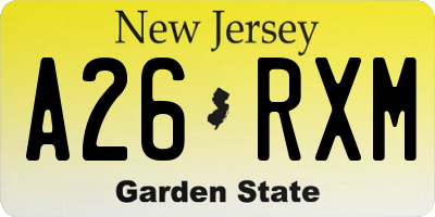 NJ license plate A26RXM