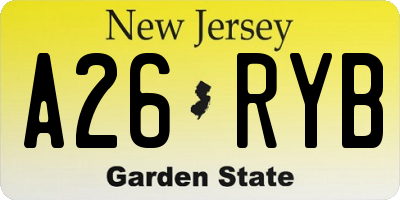 NJ license plate A26RYB