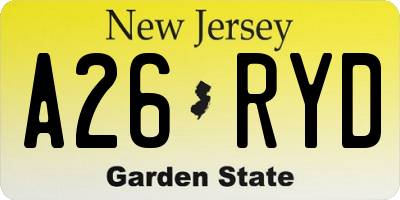 NJ license plate A26RYD