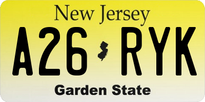 NJ license plate A26RYK