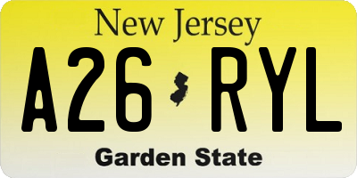 NJ license plate A26RYL