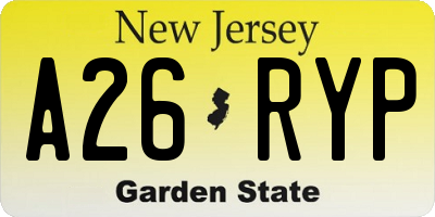 NJ license plate A26RYP