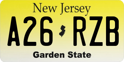 NJ license plate A26RZB