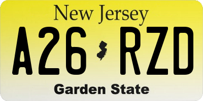 NJ license plate A26RZD