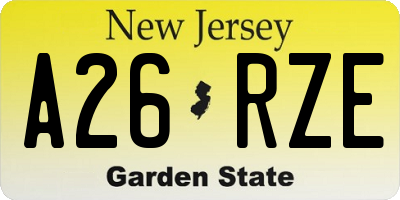 NJ license plate A26RZE