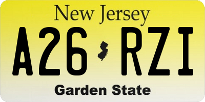 NJ license plate A26RZI