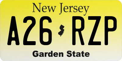 NJ license plate A26RZP