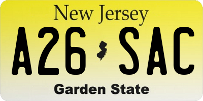 NJ license plate A26SAC
