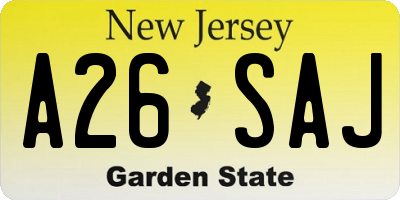 NJ license plate A26SAJ