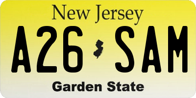 NJ license plate A26SAM