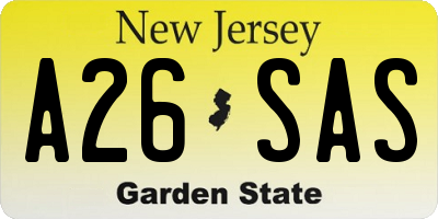 NJ license plate A26SAS