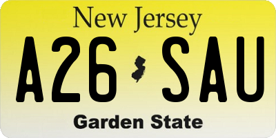 NJ license plate A26SAU