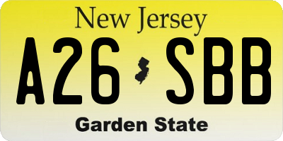 NJ license plate A26SBB
