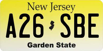 NJ license plate A26SBE