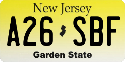 NJ license plate A26SBF