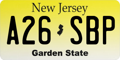 NJ license plate A26SBP
