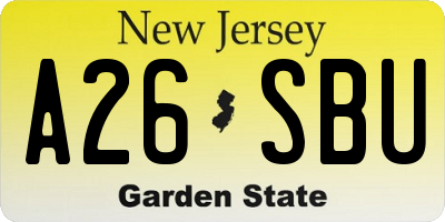 NJ license plate A26SBU