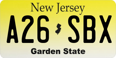 NJ license plate A26SBX
