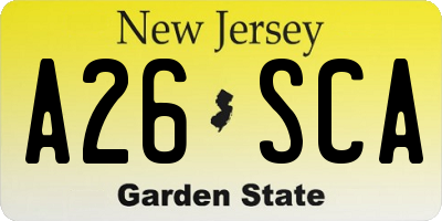 NJ license plate A26SCA