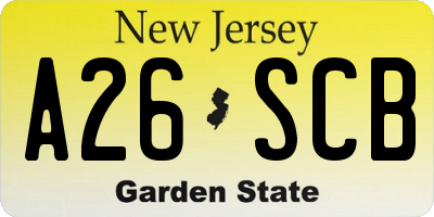 NJ license plate A26SCB