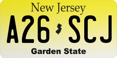 NJ license plate A26SCJ