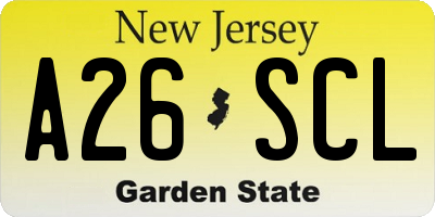 NJ license plate A26SCL