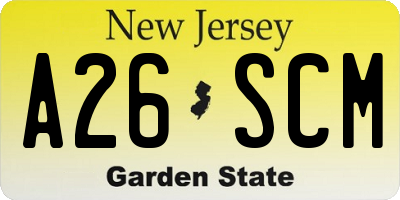 NJ license plate A26SCM