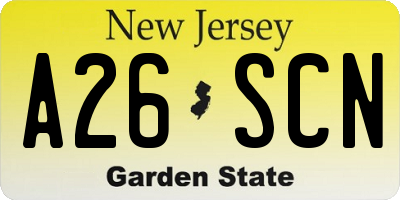NJ license plate A26SCN