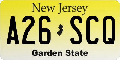 NJ license plate A26SCQ